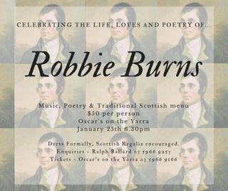 Burns Night : Thursday 25 January 2018