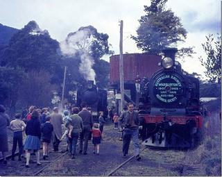 Last train to Warburton - Aug 1, 1965 - train taking on water