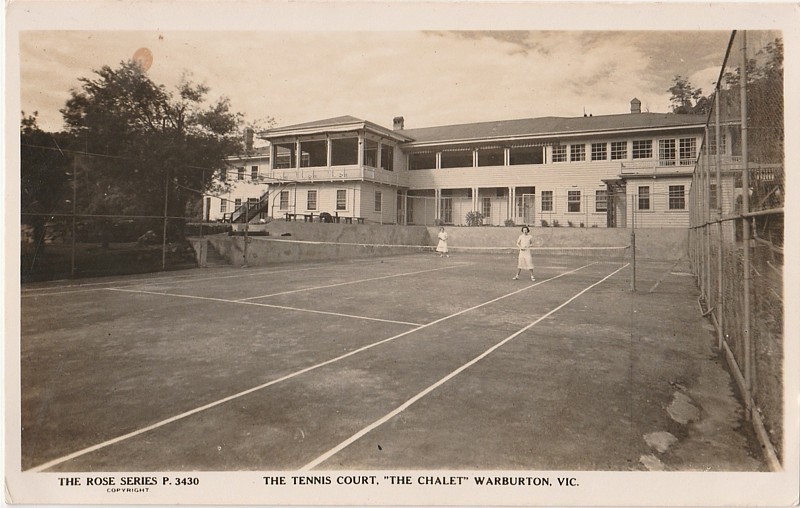 The Warburton Chalet - Rose Series Postcard 3430 - Tennis Court