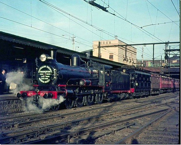 Last train to Warburton - Aug 1, 1965 - leaving Flinders Street Station